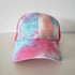 Ponytail Baseball Hat - Tie Dye Criss Cross PINK AQUA CORAL-Design Blanks