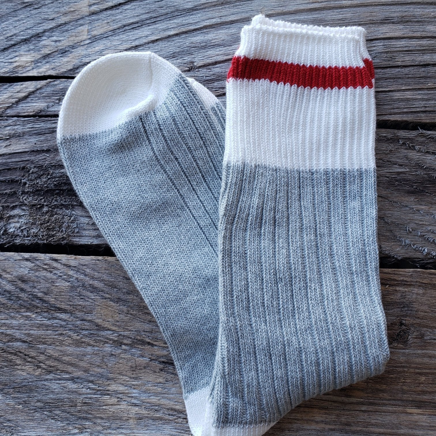 RED Stripe COTTON Socks - Light Grey Cabin Style -12 pack – Design Blanks