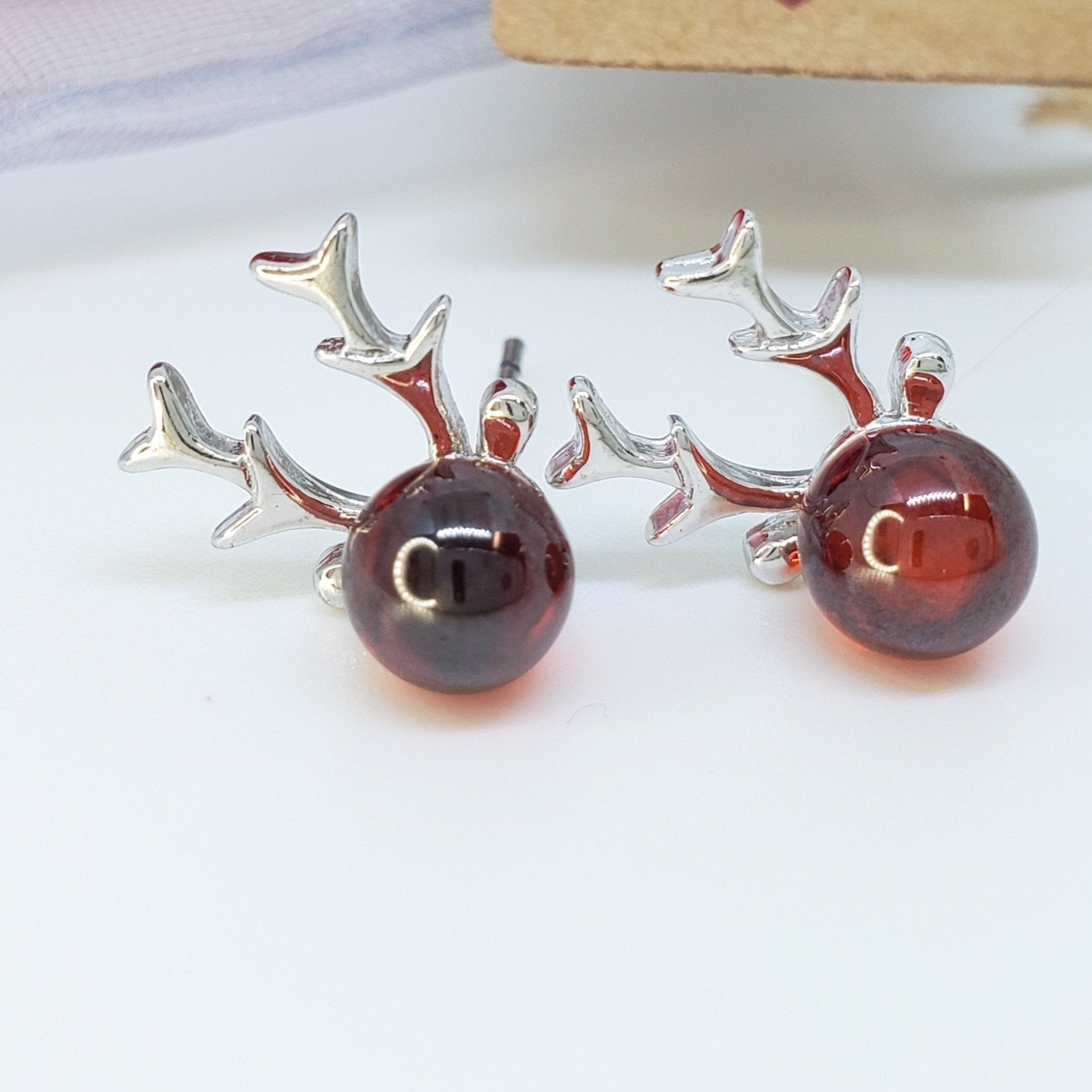 Red Nose Reindeer Earrings-Design Blanks