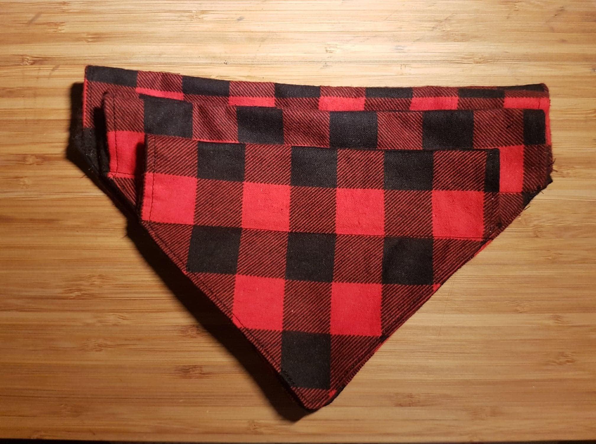 Red buffalo plaid/ black dog bandanas-Design Blanks