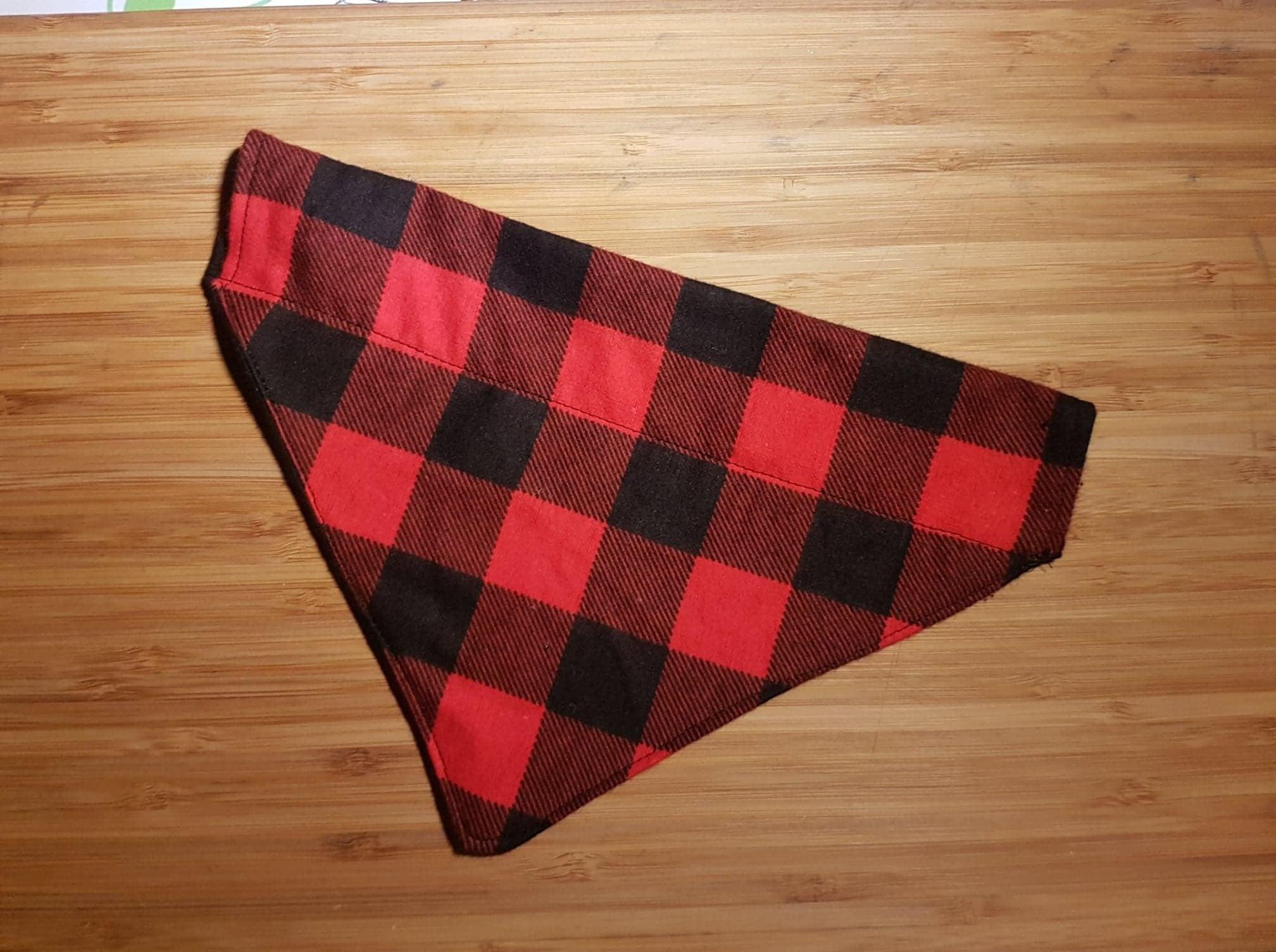 Red buffalo plaid/ black dog bandanas-Design Blanks