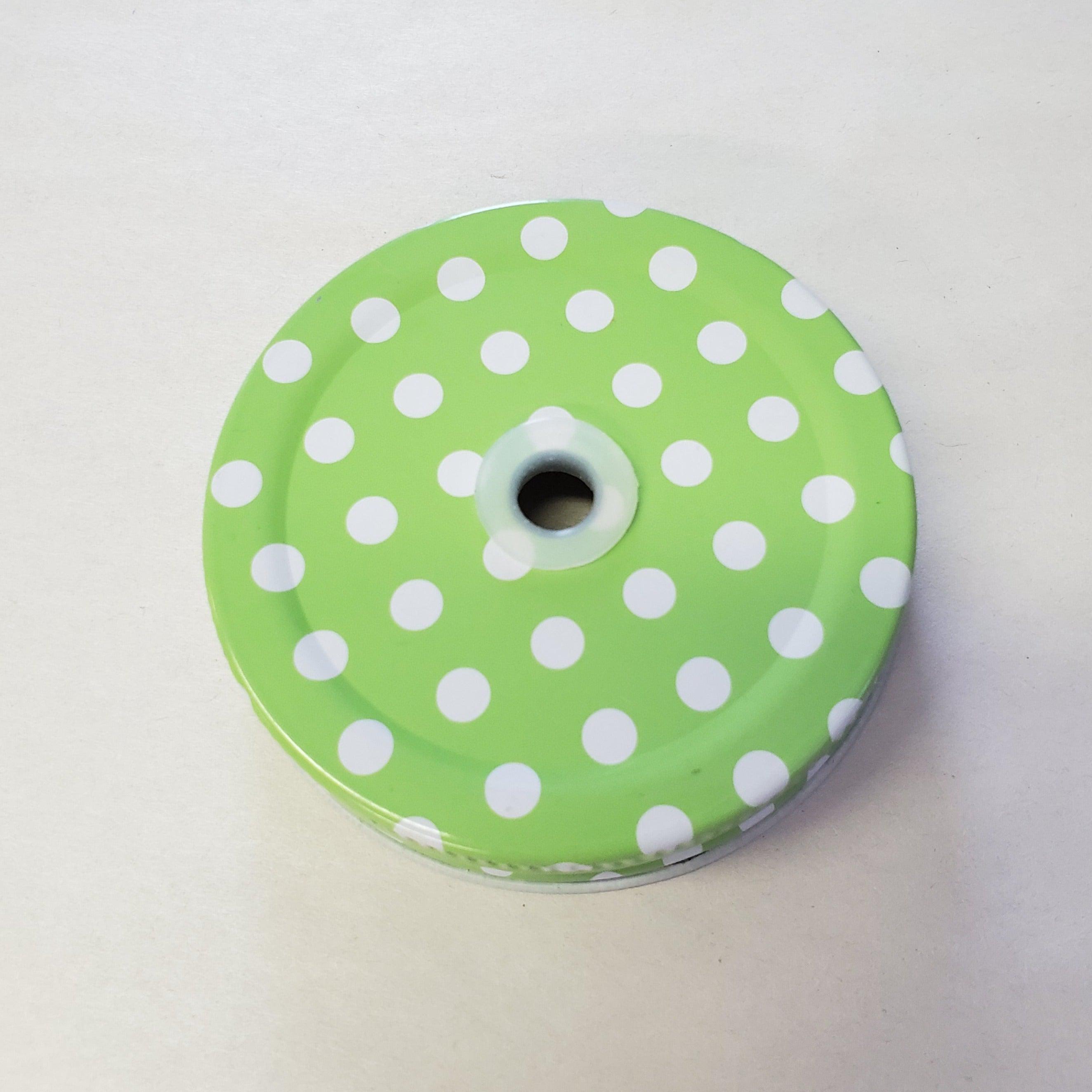 Regular Straw Lid - Green Polka Dot 10pcs-Design Blanks