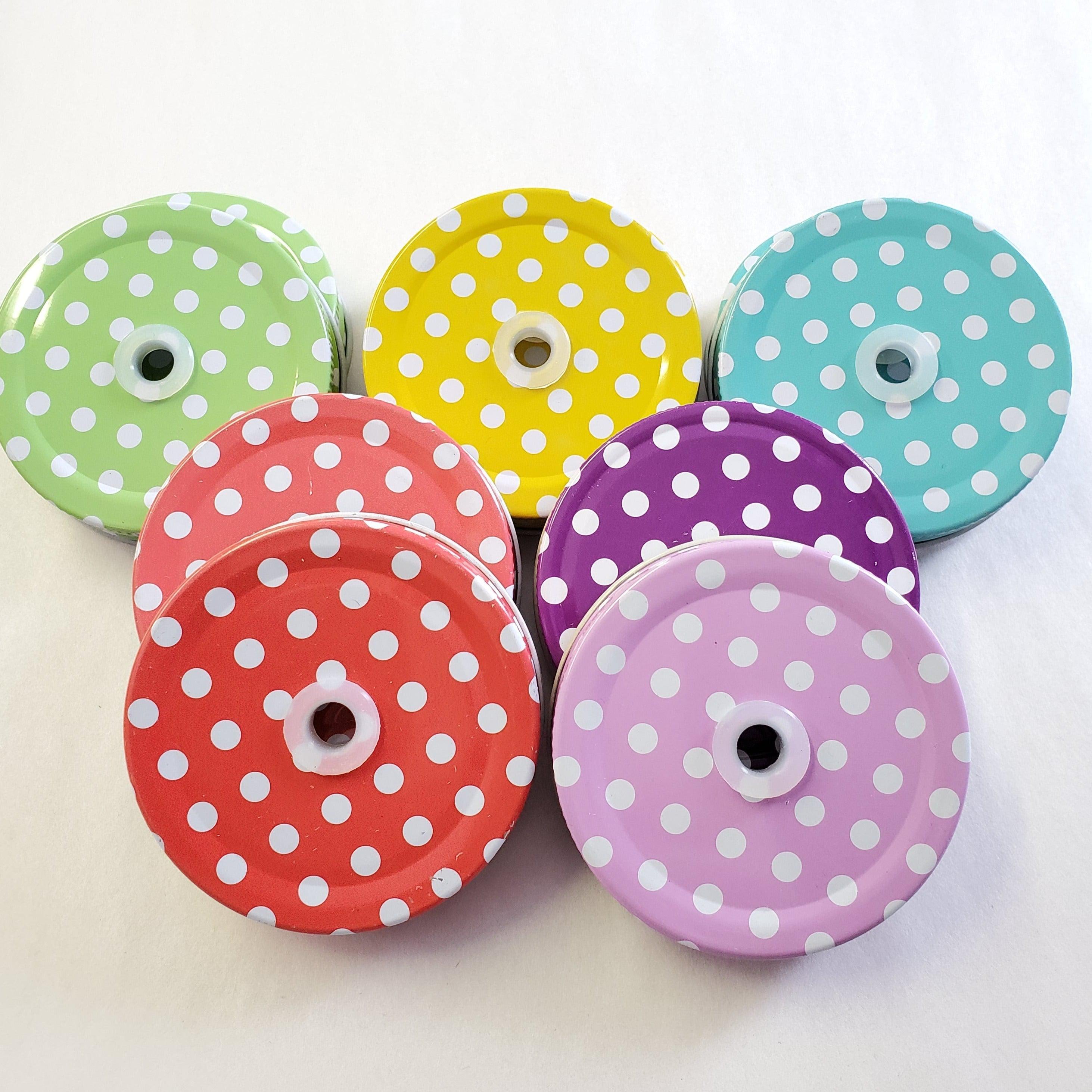 Regular Straw Lid - Mixed Polka Dot 10pcs-Design Blanks