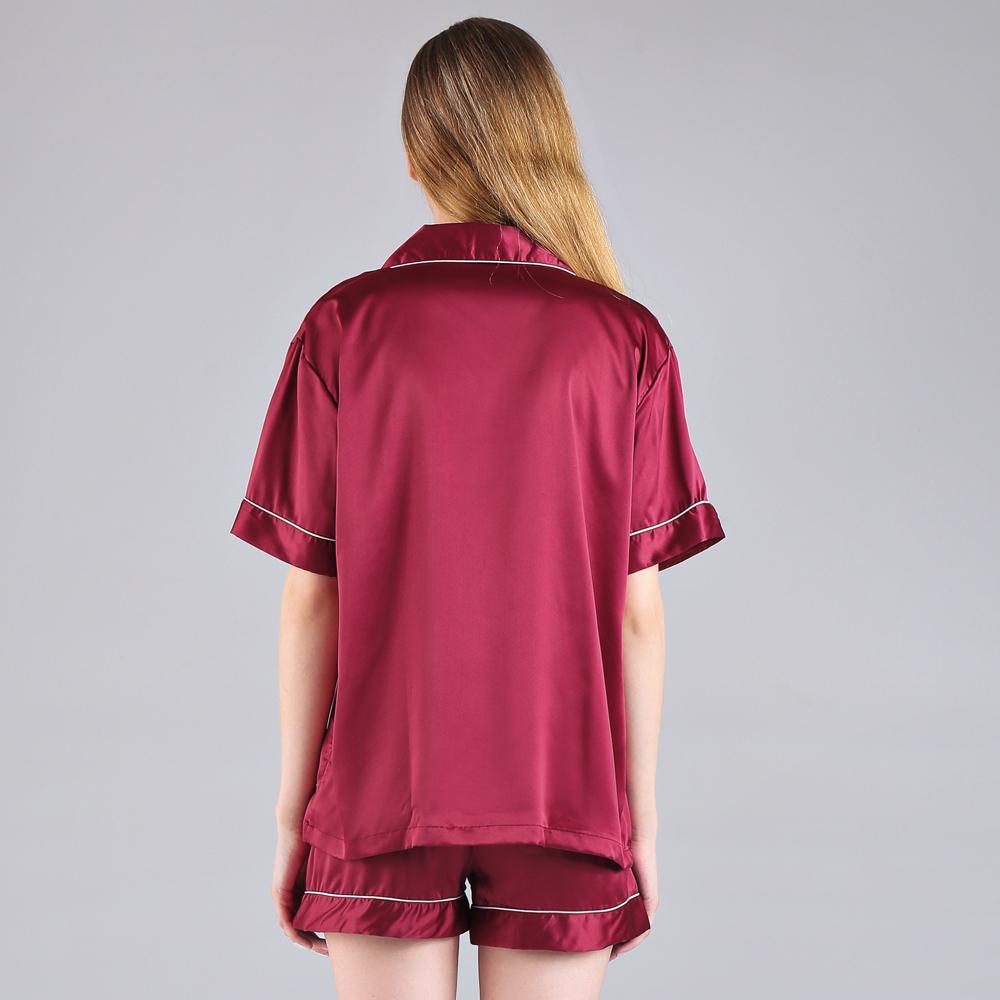 Satin Short Pajamas 3034 BURGUNDY-Design Blanks