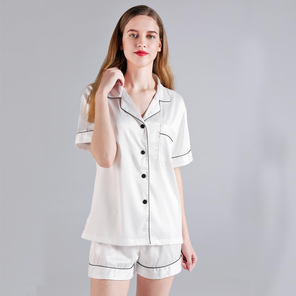 Satin Short Pajamas 3034 WHITE-Design Blanks