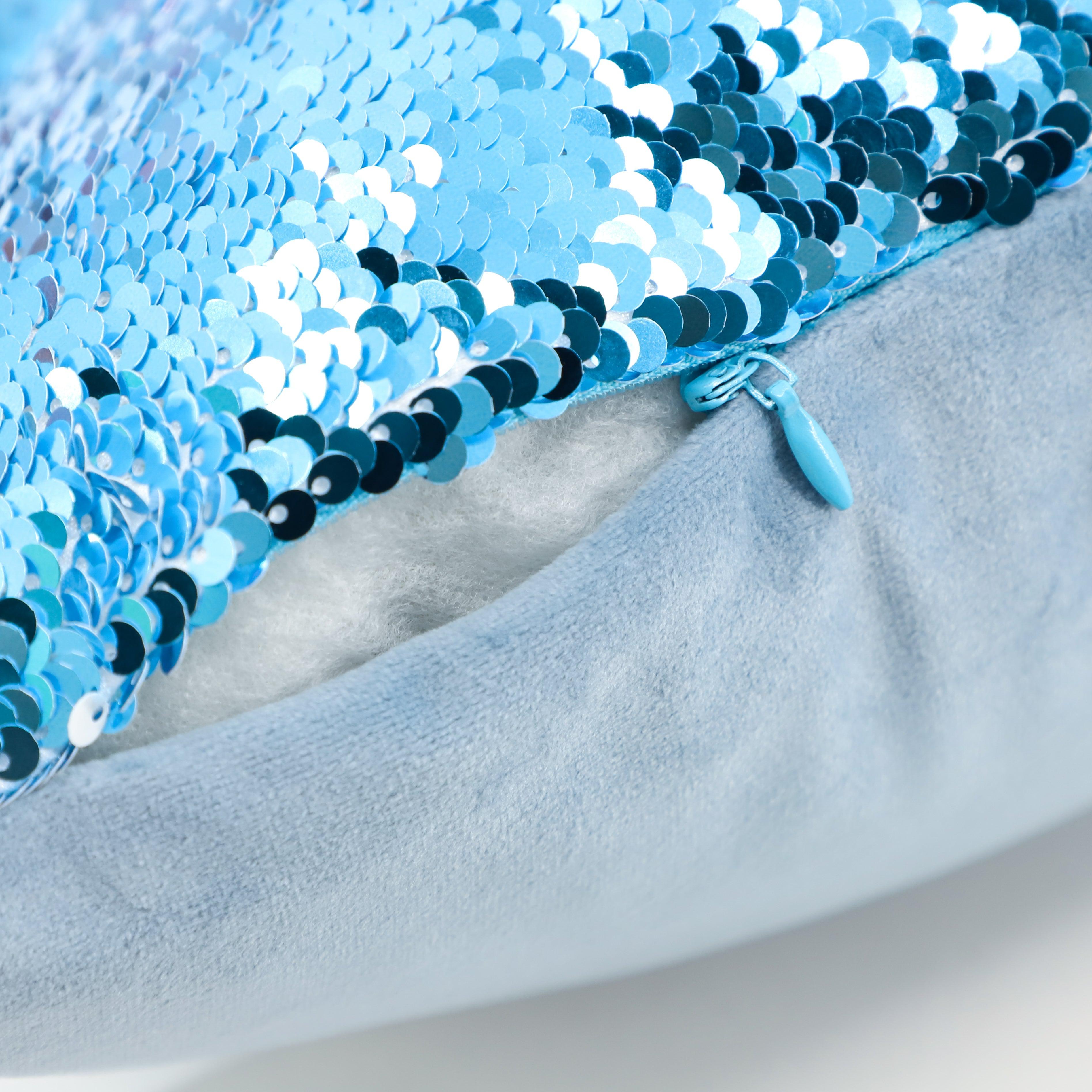 Sequin Mermaid Cushion Covers - Blue/White-Design Blanks