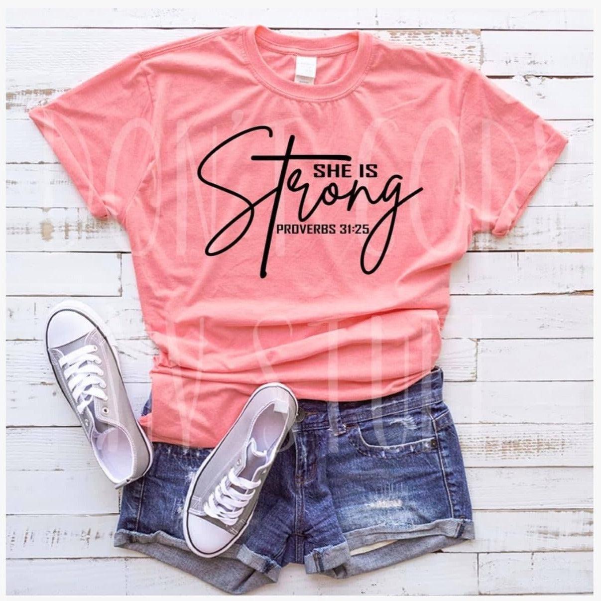 She is Strong - Screen Print Transfer-Design Blanks
