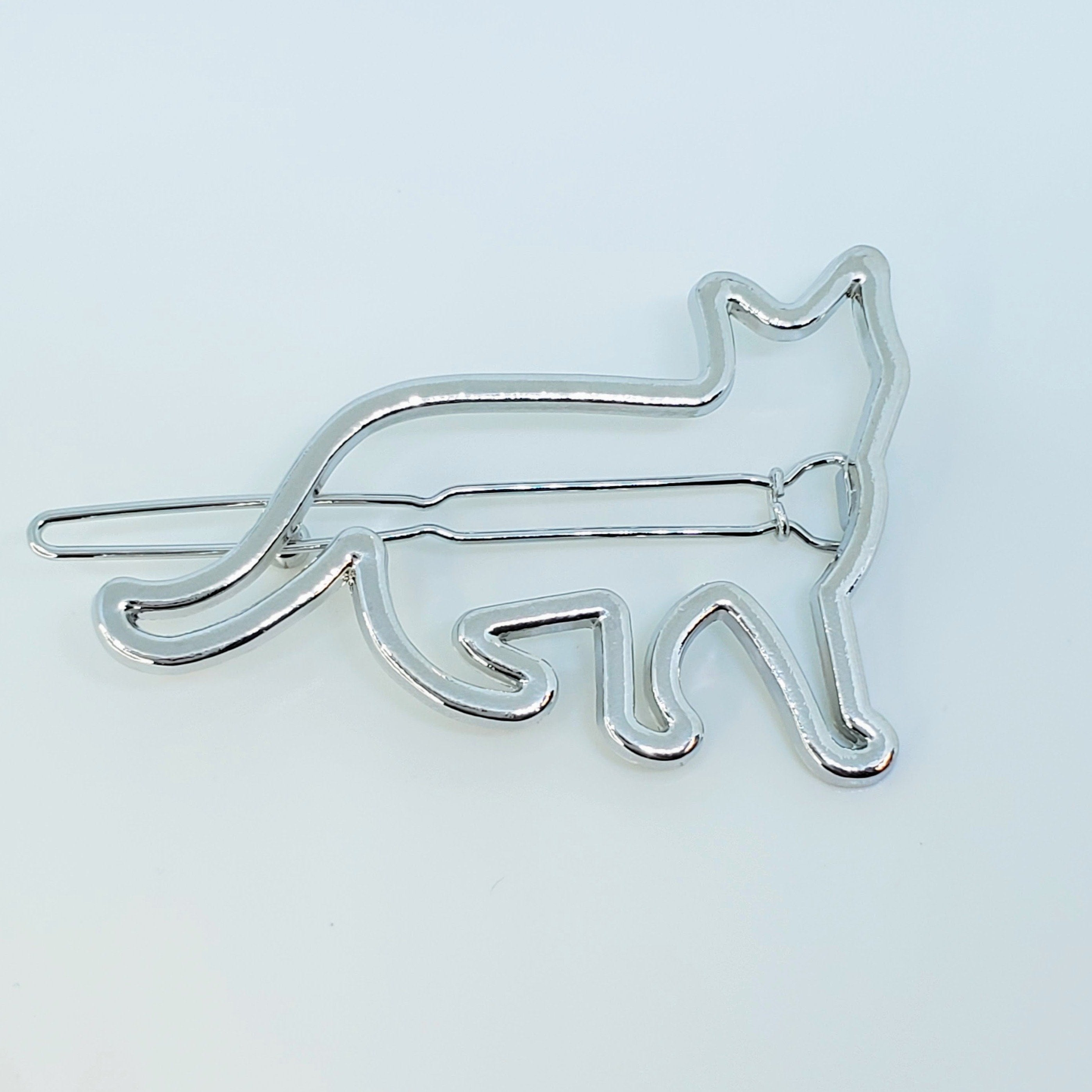 Silver or Gold Kitty Barrette-Design Blanks