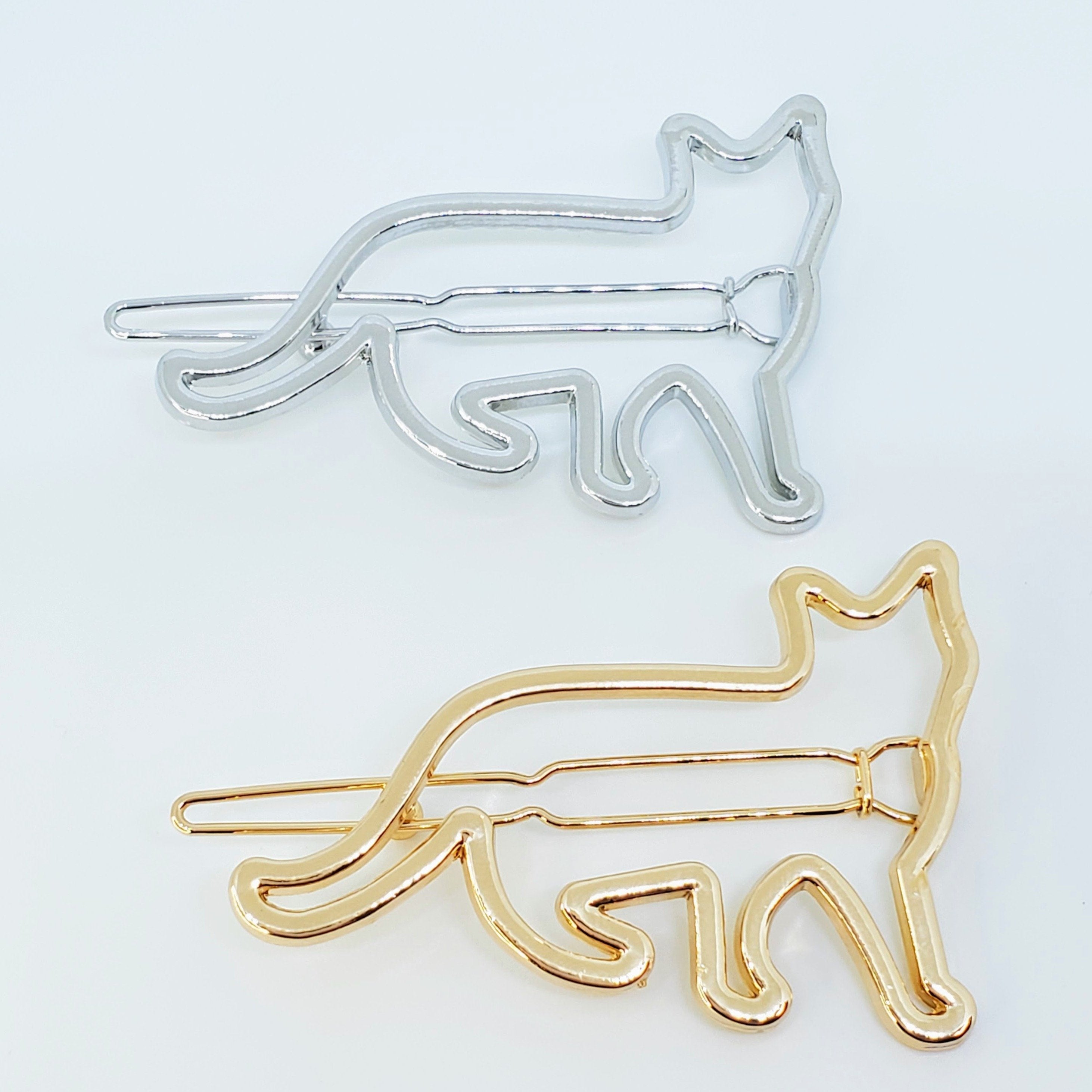 Silver or Gold Kitty Barrette-Design Blanks