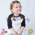 Toddler/Youth Raglan 3/4 SleeveT-Shirts – 100% Polyester – White/Black-Design Blanks