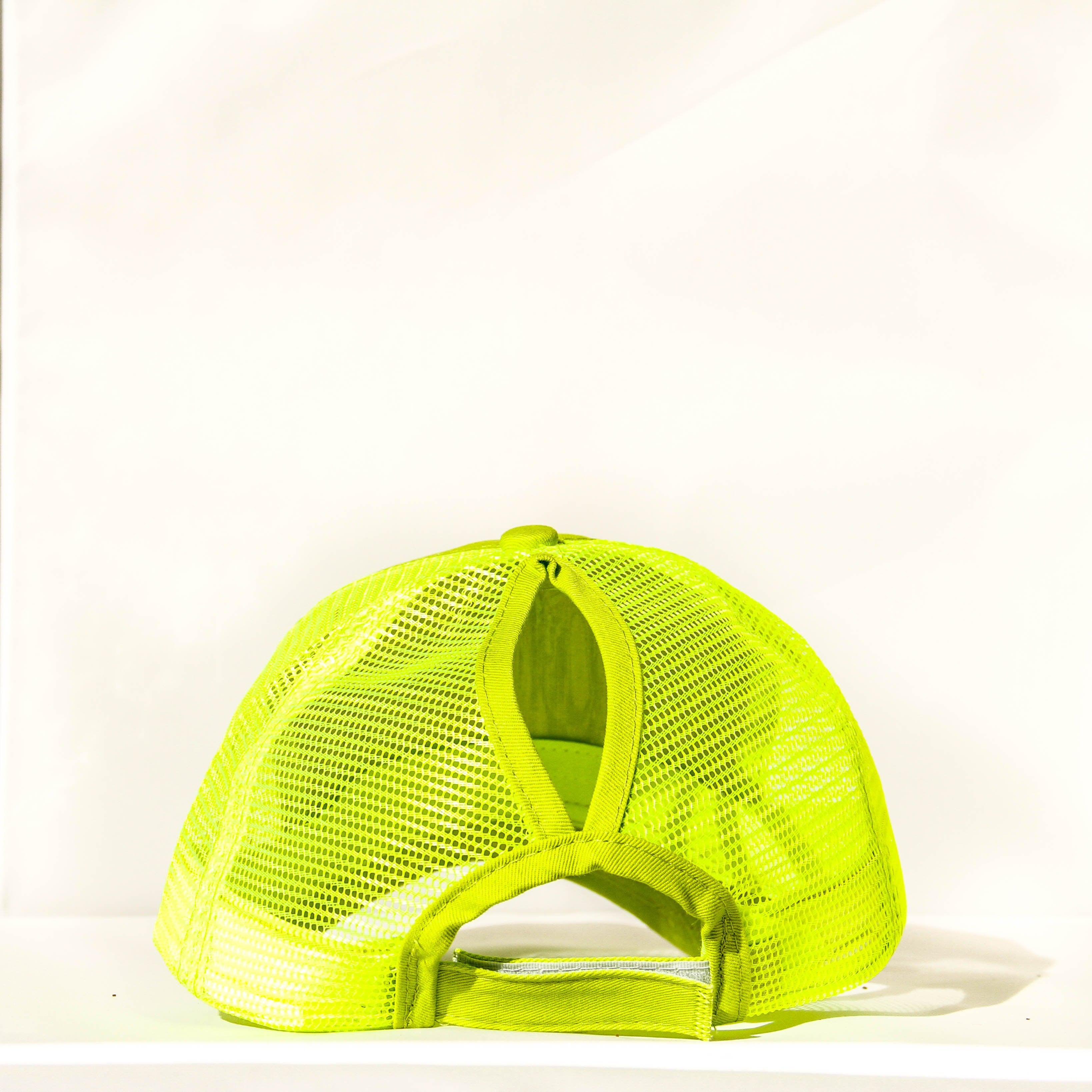 Ponytail Baseball Hat - Neon Green-Design Blanks