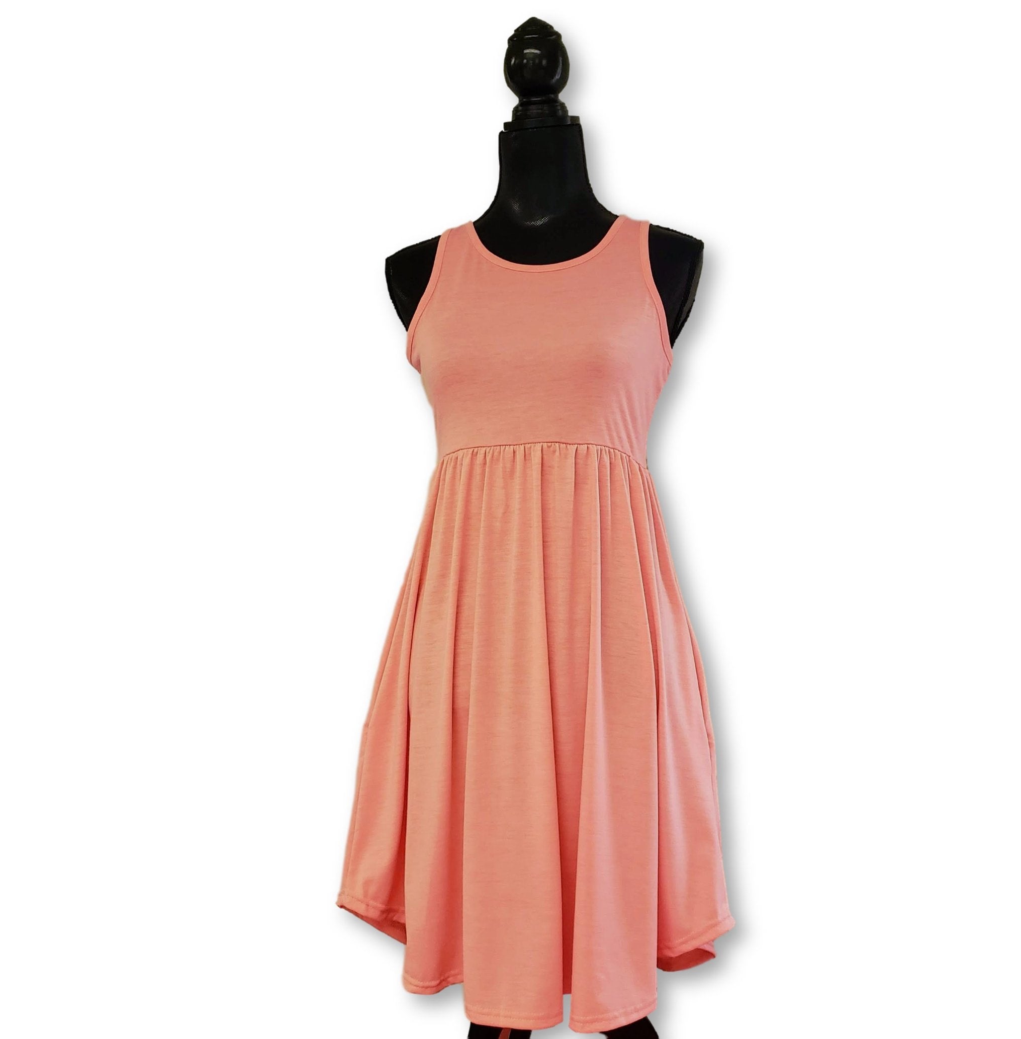 Racer Back Sundress with Pockets - Coral-Design Blanks