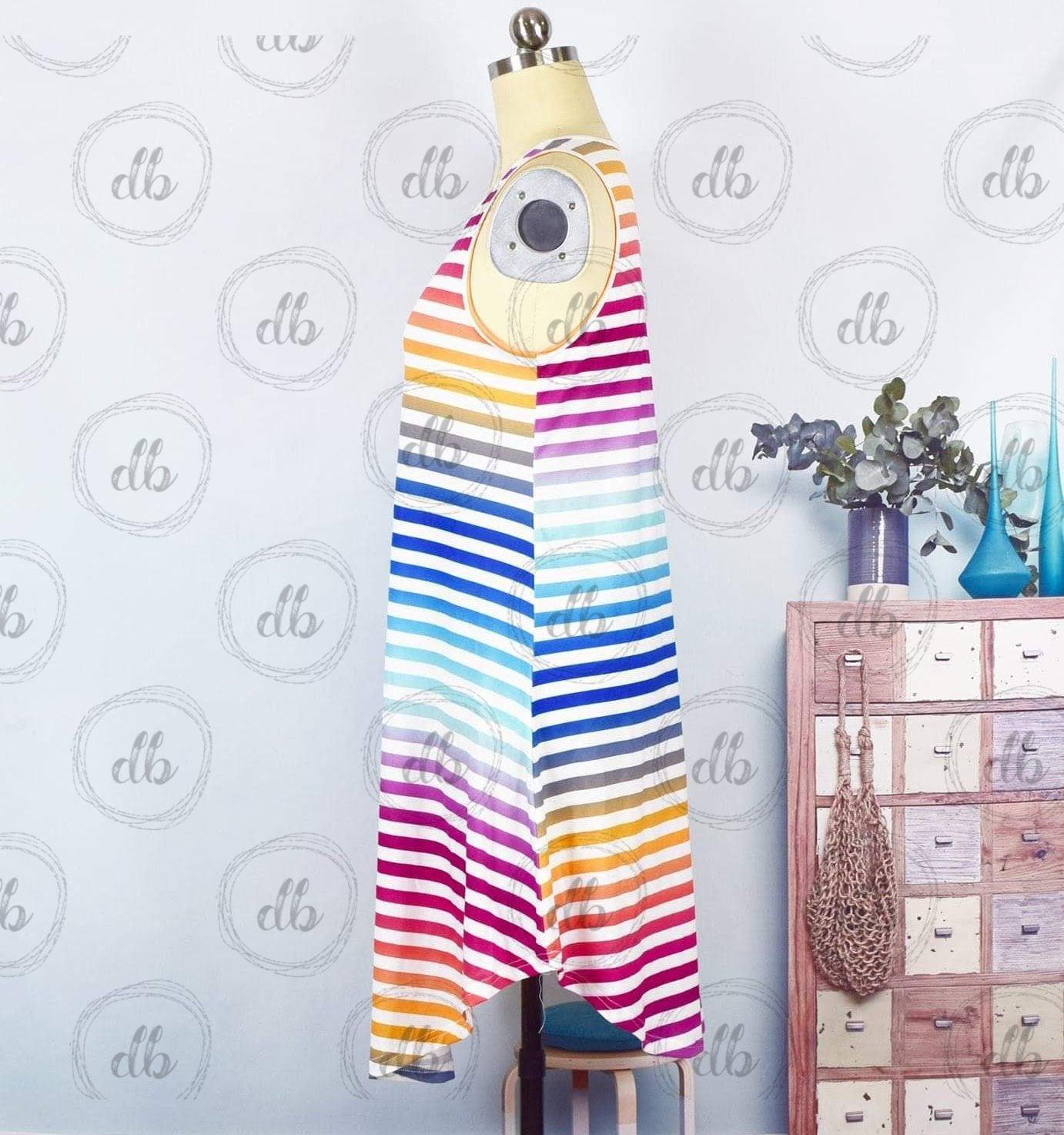 Rainbow Stripe Sleeveless Sundress-Design Blanks