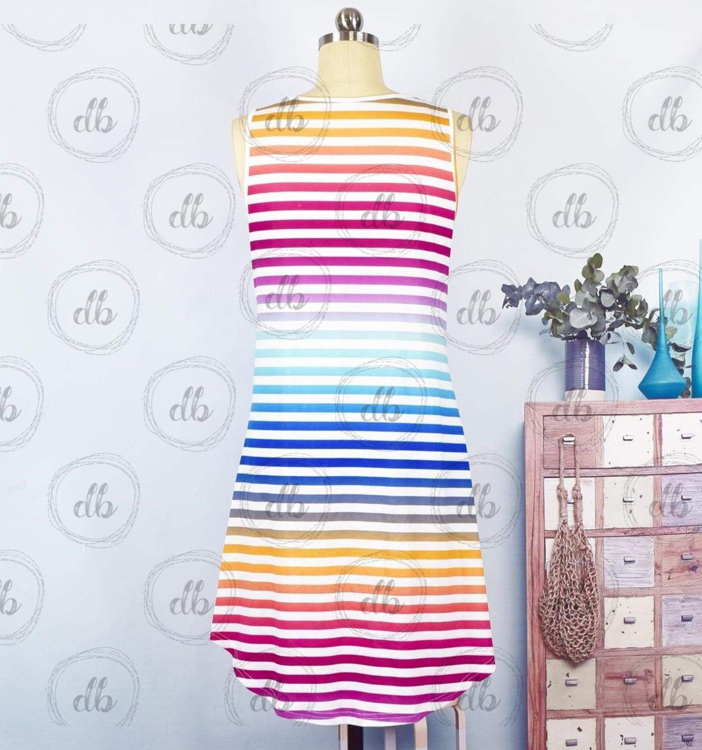Rainbow Stripe Sleeveless Sundress-Design Blanks
