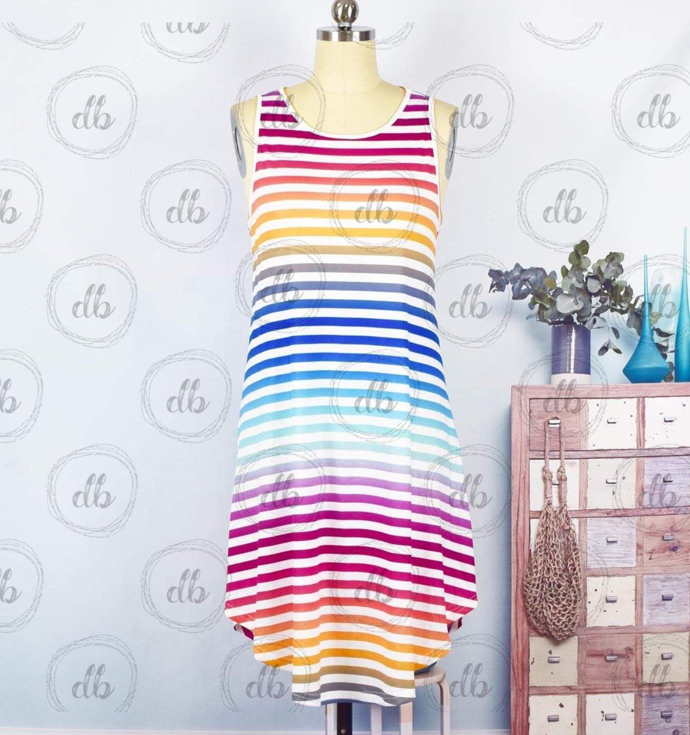 Rainbow Stripe Sleeveless Sundress-Design Blanks