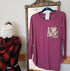 Sequin Pocket Boyfriend - Long Sleeve Tee - Wine **LIMITED**-Design Blanks